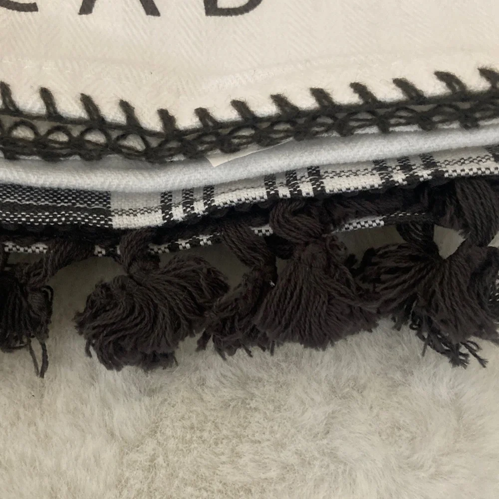 Target BP 2021 White and Black Dish Towels with Tassels